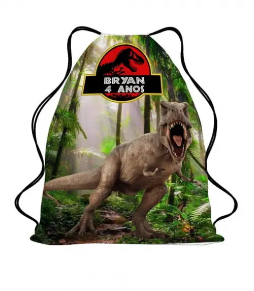 35 Bolsinha Sacochila Mochila Jurassic Park - Dinossauros