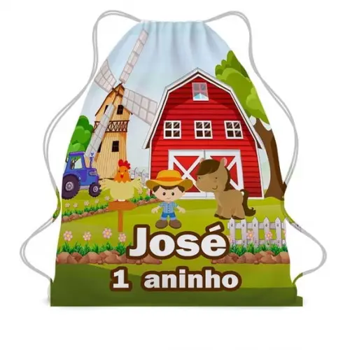 35 Bolsinha Sacochila Mochilinha Fazendinha