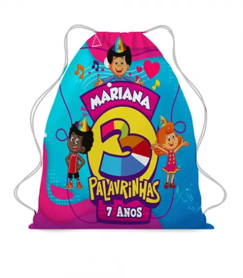 35 Mochila Saco Personalizada 3 Palavrinhas Envio Rapido