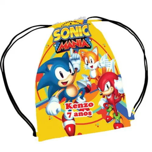 40 Lembrancinha Sacochila Mochila Sonic - Aniversário