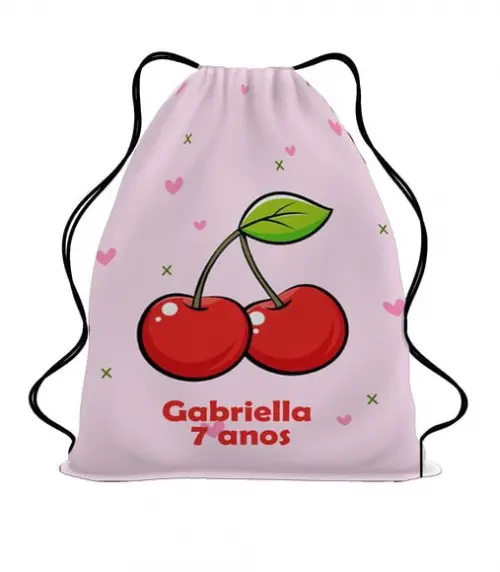 40 Mochila Sacochila Personalizada Cereja-cerejinha