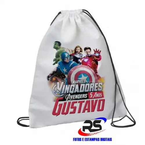 40 Sacochila Mochila Infantil Vingadores - Lembrancinha