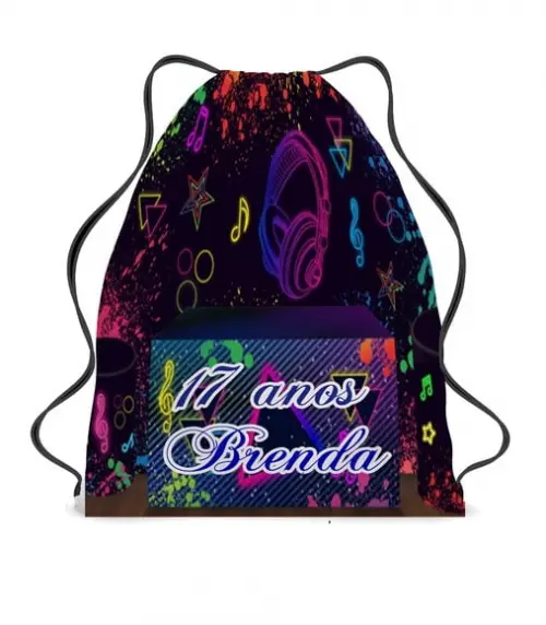 50 Bolsinha Sacochila Mochila Balada Neon Aniversário