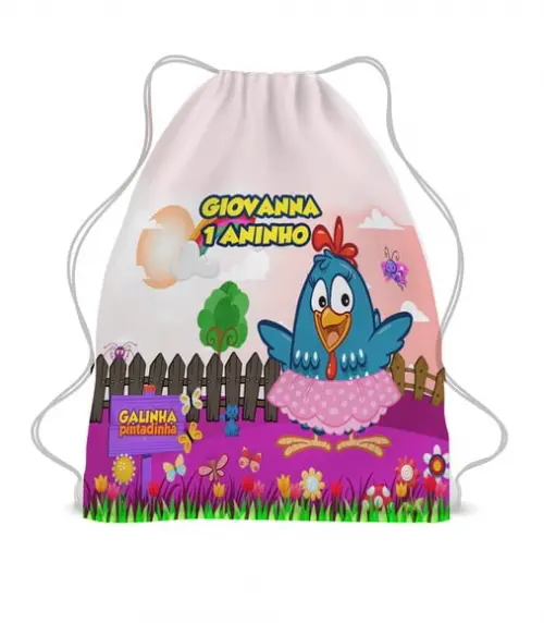 50 Bolsinha Sacochila Mochilinha Galinha Pintadinha