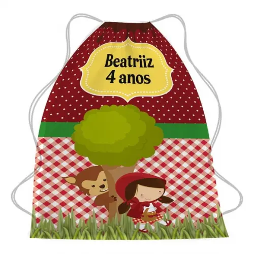 50 Mochila Sacochila Personalizada Chapeuzinho Vermelho