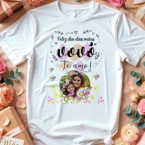 Camiseta Dia das Mães Vó Presente Personalizada com Foto