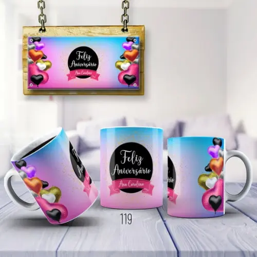 Caneca de Porcelana Anivesário Personalizada