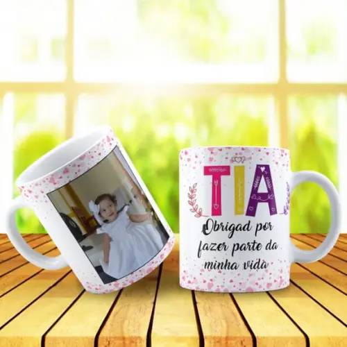 Caneca Porcelana Personalizada Batizado Tia