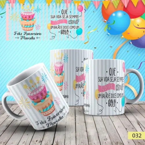 Canecas de Porcelana Aniversário Personalizada