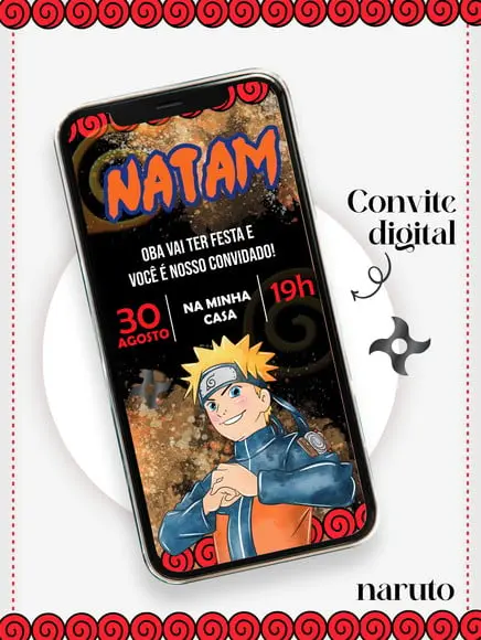 Convite Digital Infantil Personalizado Naruto