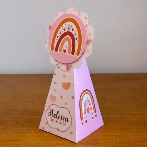 Kit 10 Caixa Pirâmide Personalizada Arcoiris