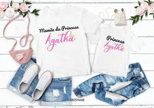 Kit 2 Camisetas Dia das Mães - Mãe da Princesa