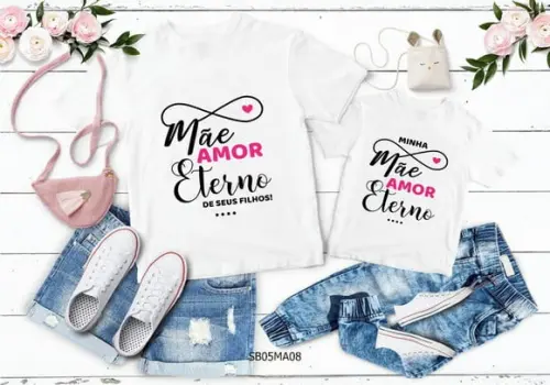 Kit 2 Camisetas Dia das Mães Amor Eterno