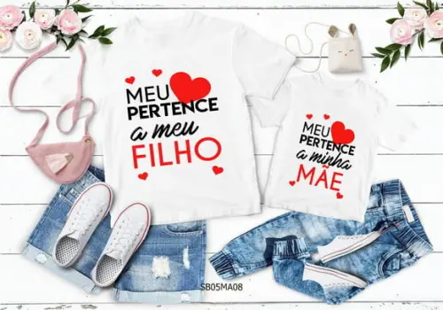 Kit 2 Camisetas Dia das Mães Personalizada - Meu Coração