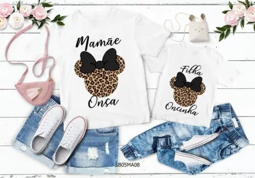 Kit 2 Camisetas Dia das Mães Personalizada - Mãe de Onça