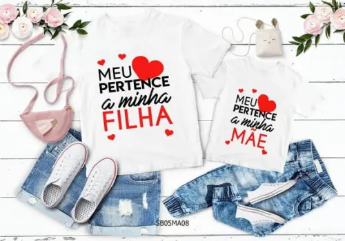Kit 2 Camisetas Dia das Mães Personalizada - Meu Coração