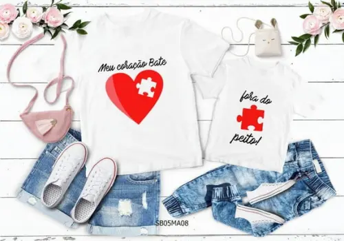 Kit 2 Camisetas Dia das Mães Personalizada -fora do Peito
