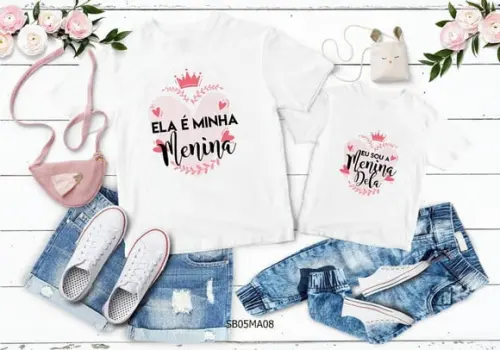 Kit 2 Camisetas Dia das Mães Personalizada - Minha Menina