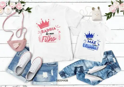 Kit 2 Camisetas Dia das Mães Personalizada -mãe Rainha
