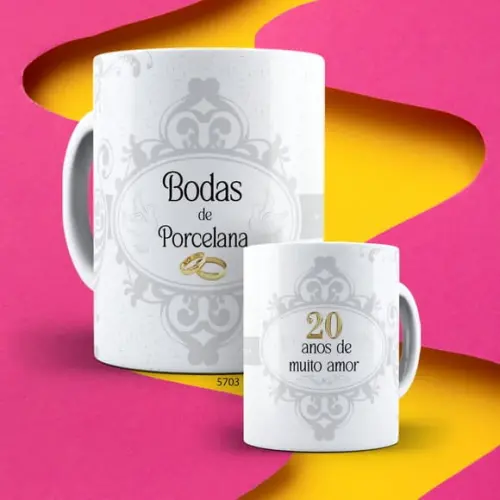 Kit com 2 Canecas Porcelana Boda Família - Personalizada