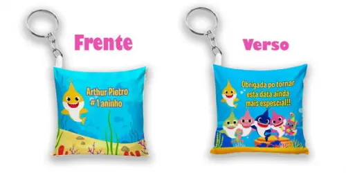 Lembrancinha Chaveiro Almofada Baby Shark