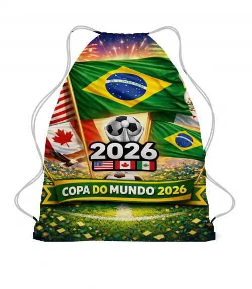 Lembrancinha Mochila Saco Copa do Mundo 2026 Personalizada -Brasil
