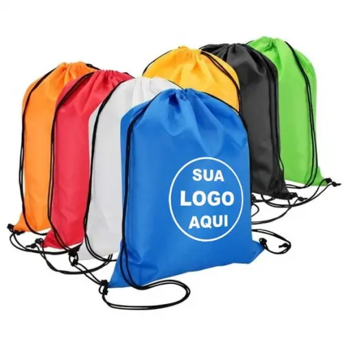100 Mochila Sacochila Saco Sua Logo Brindes Loja Tam/ 30x40