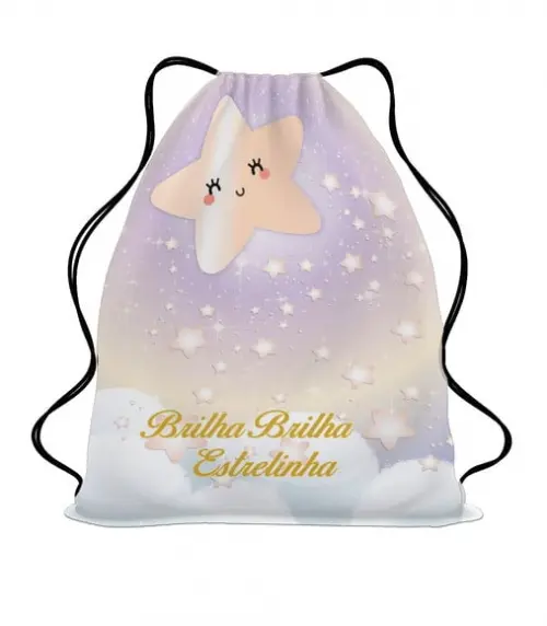 20 Lembrancinha Mochila Saco Brilha Brilha Estrelinha