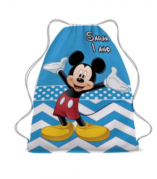 20 Mochila Saco Lembrancinha Mickey Azul/amarelo