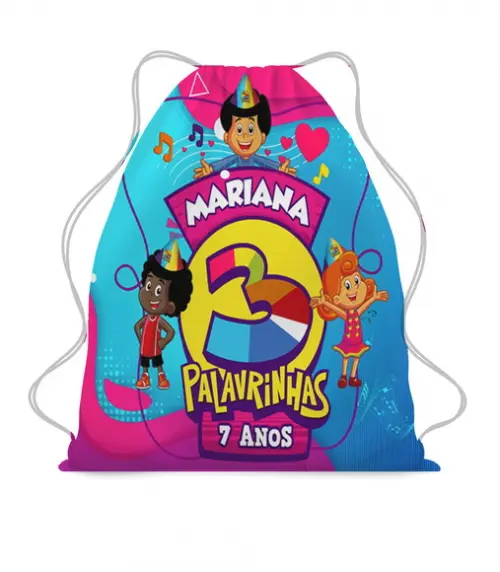 20 Mochila Saco Personalizada 3 Palavrinhas