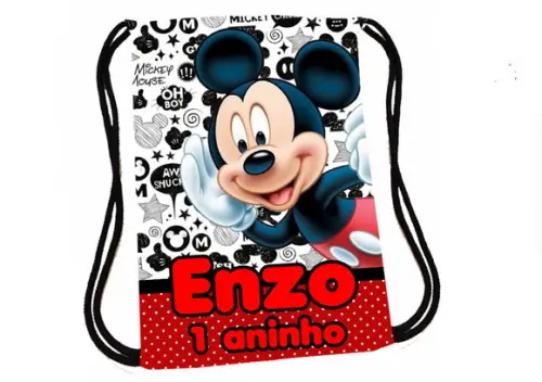 20 Mochila Sacochila Mickey Festa