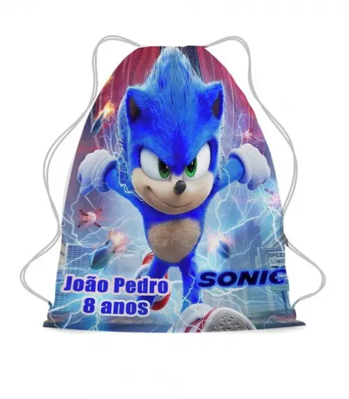 20 Sacochila Sacolinha Lembrancinha Sonic o Filme