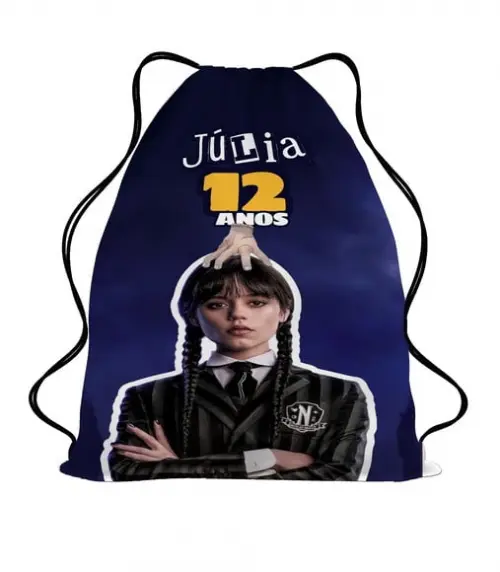 25 Mochila Saco Lembrancinha Wandinha Personalizada