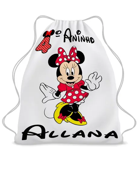 25 Mochila Sacochila Minnie Personalizada