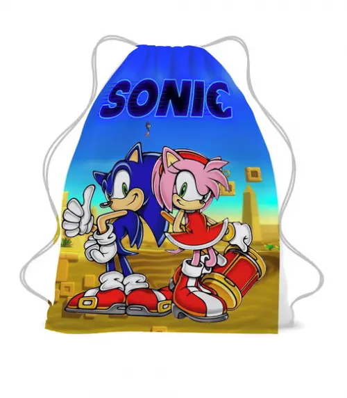 25 Sacochila Sacolinha Lembrancinha Sonic e Amy