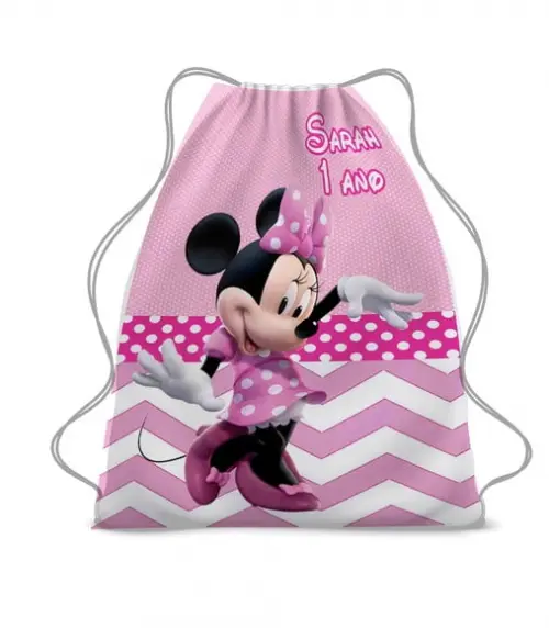 30 Mochila Saco Lembrancinha Mickey e Minnie