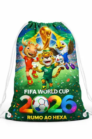 30 Mochila Saco Sacolinha Copa do Mundo 2026 - Personalizada