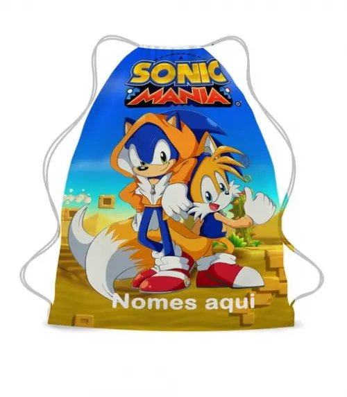 30 Sacochila Sacolinha Lembrancinha Sonic e Tails