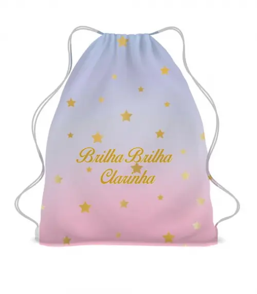35 Lembrancinha Mochila Saco Brilha Brilha Estrelinha