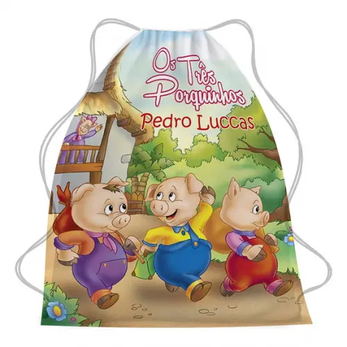35 Mochila Saco 3 Porquinhos Personalizada