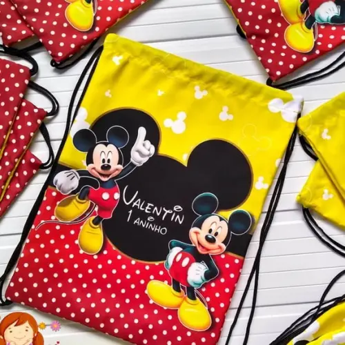 35 Mochila Saco Mickey Festa