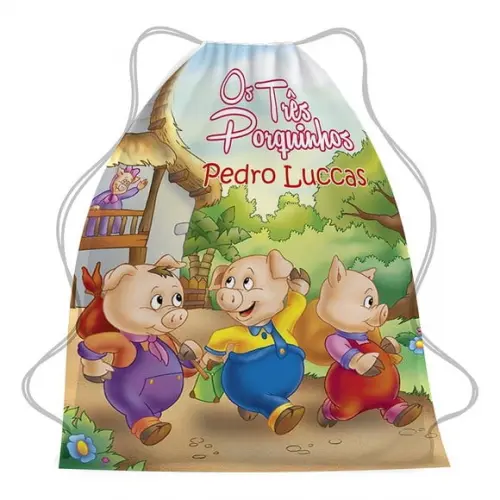 40 Mochila Saco 3 Porquinhos Personalizada