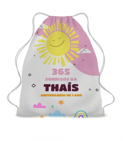 40 Mochila Saco 365 Sorrisos Menina Personalizada