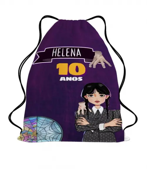 40 Mochila Saco Lembrancinha Wandinha Personalizada