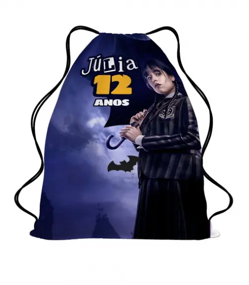 40 Mochila Saco Lembrancinha Wandinha Personalizada