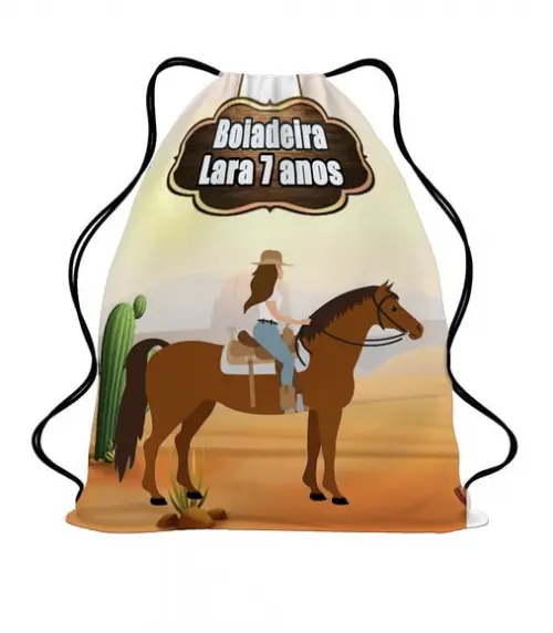 40 Mochila Saco Mochilinha Cavalo Boiadeira