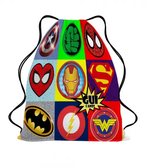 40 Mochila Saco Sacochila Lembrancinha Heróis