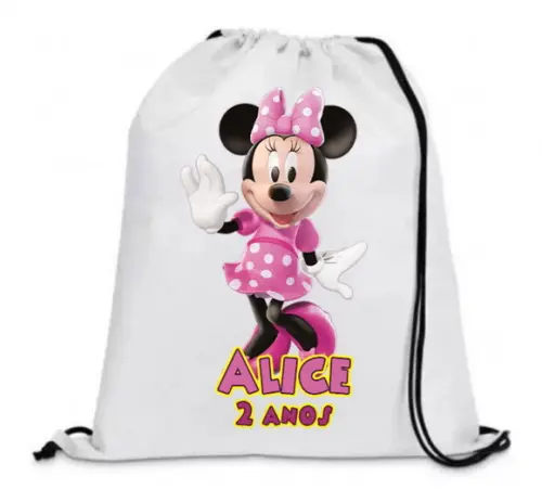 40 Mochila Sacochila Minnie Personalizada