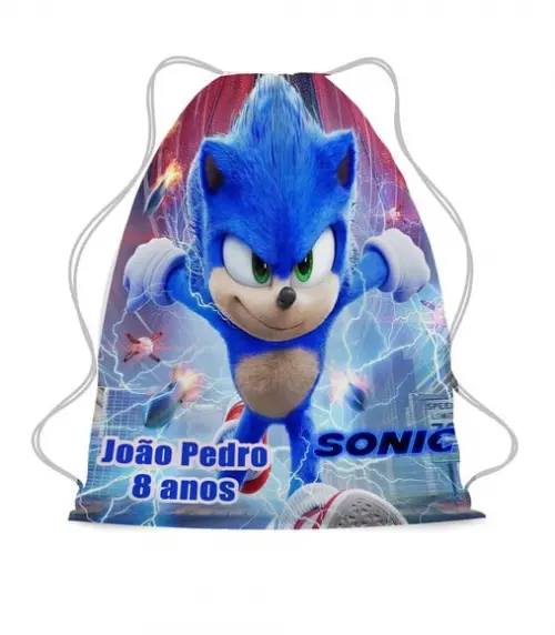 40 Sacochila Sacolinha Lembrancinha Sonic o Filme