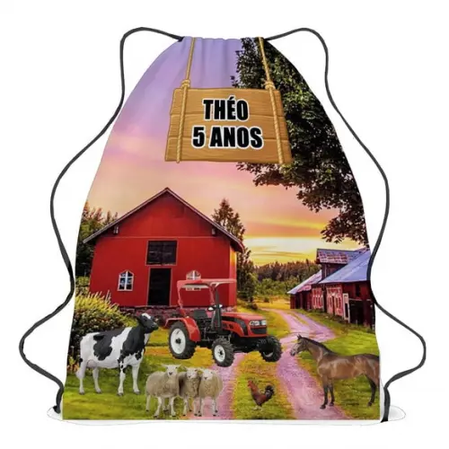 50 Mochila Saco de Tecido Sacochila Haras Fazenda